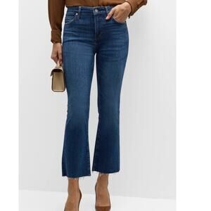 AG Jeans Farrah Boot Crop Jeans High Rise Dark Wash Raw Hem Cropped Bootcut 24